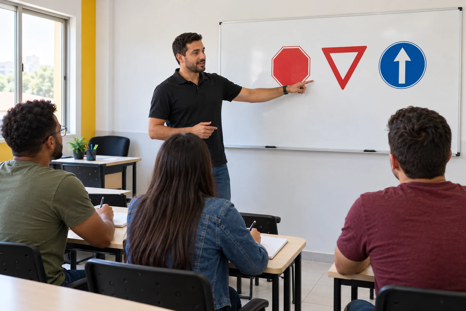 Imagem ilustrativa de aula teórica de trânsito em sala